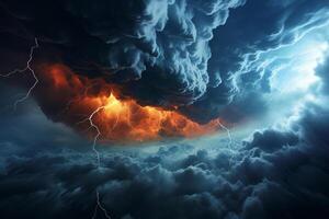 ai generato tempesta nuvole inghiottire un' una volta brillante cielo, simboleggiante interno tumulto foto