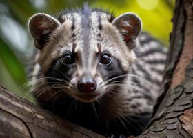 ai generato luwak caffè mangia maturo robusta caffè frutti di bosco. foto