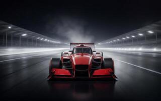 ai generato automobile formula gli sport auto nel notte gara ai generato foto