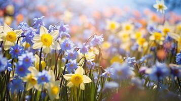 ai generato vivace primavera fiori selvatici ai generato foto