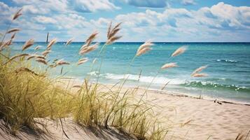 ai generato dune lago Michigan litorale ai generato foto