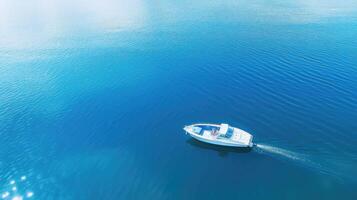 ai generato natura barca su lago aereo ai generato foto