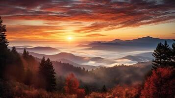 ai generato presto Alba mattina ai generato foto