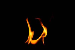 caldo fiamme su un' nero sfondo. bellissimo fiamma di fuoco nel il scuro. astratto di ardente fiamme e Fumo. foto