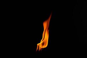 caldo fiamme su un' nero sfondo. bellissimo fiamma di fuoco nel il scuro. astratto di ardente fiamme e Fumo. foto