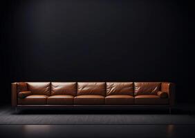 ai generato parete con grande divano nel moderno interno foto