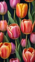 ai generato foto di bellissimo floreale impostato con acquerello primavera tulipano fiori illustrazione. ai generato