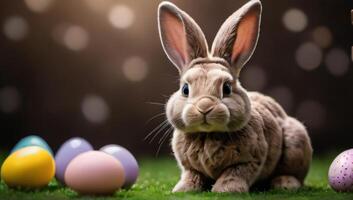 ai generato foto di Pasqua coniglietto con cioccolato uova. ai generato