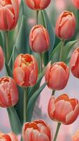 ai generato foto di acquerello tulipani impostato salmone tulipani corallo delicato fiori. ai generato