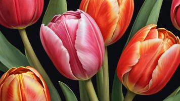 ai generato foto di tulipano dettagliato acquerello pittura frutta verdura clipart botanico realistico illustrazione. ai generato