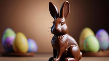 ai generato foto di cioccolato Pasqua coniglietto 3d rendere. ai generato