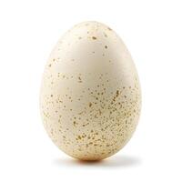 ai generato estere bianca uovo con naturale puntini isolato su un' bianca sfondo. alta risoluzione ai generativo foto