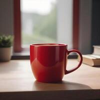 ai generato rosso caffè e tè boccale foto