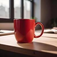 ai generato rosso caffè e tè boccale foto