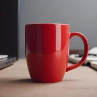 ai generato rosso caffè e tè boccale foto