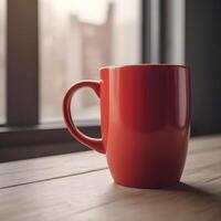 ai generato rosso caffè e tè boccale foto