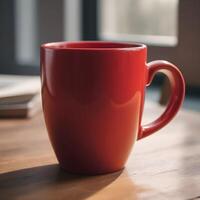 ai generato rosso caffè e tè boccale foto