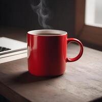 ai generato rosso caffè e tè boccale foto