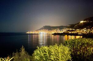 un' Visualizza di il oceano a notte foto