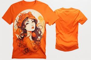 ai generato Impressionante arancia camicia donna ritratto. creare ai foto