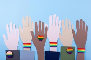orgoglio mese concetto con LGBTQ bandiera foto