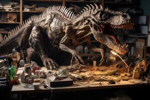 ai generato paleontologia opera all'aperto ricerca. creare ai foto