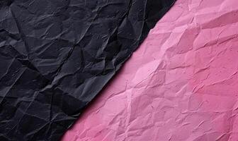 ai generato rosa e nero spiegazzato carta sfondo con copia spazio per design foto