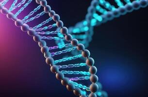 ai generato dna giorno, dna struttura, genetico codice, scienza biotecnologia, blu spirale dna, medico scienza ricerca, scienza laboratorio esperimenti, buio sfondo foto