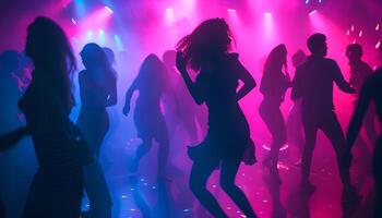 ai generato persone danza a notte club festa foto