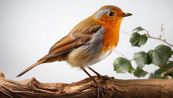 ai generato carino fringuello perching su ramo, cantando nel tranquillo foresta generato di ai foto