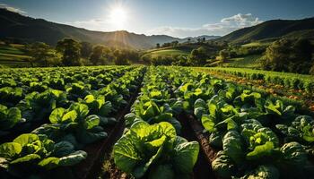 ai generato agricoltura natura azienda agricola, rurale scena, verde foglia, pianta crescita generato di ai foto