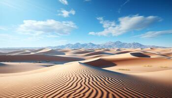 ai generato maestoso montagna gamma, a strisce sabbia dune, tranquillo scena, a distanza bellezza generato di ai foto