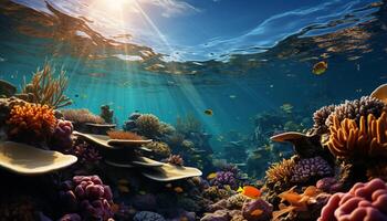 ai generato subacqueo scogliera pesce nel natura, corallo acqua, tropicale clima generato di ai foto