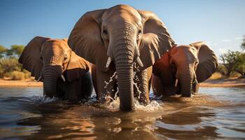 ai generato elefanti vagare Africa natura selvaggia, un' tranquillo scena di bellezza generato di ai foto