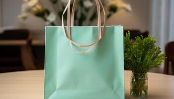 ai generato shopping Borsa con regalo, carta Borsa, Al dettaglio negozio, moda boutique generato di ai foto