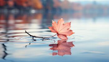 ai generato vivace autunno colori riflettere su tranquillo acqua superficie, natura bellezza generato di ai foto