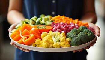 ai generato un' salutare vegetariano pasto fresco insalata con broccoli, cavolfiore, e carote generato di ai foto