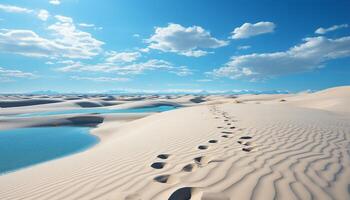 ai generato tranquillo sabbia dune ondulazione sotto il africano sole, un' bellezza generato di ai foto