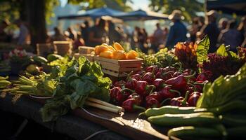 ai generato fresco biologico verdure per salutare mangiare, acquisto a agricoltori mercato generato di ai foto