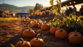 ai generato autunno celebrazione Halloween notte, raggiante lanterne, spaventoso decorazioni generato di ai foto