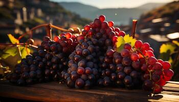 ai generato fresco uva raccogliere nel autunno, natura dolce rinfresco su tavolo generato di ai foto