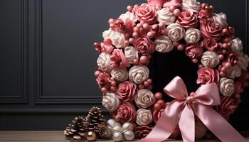 ai generato romantico nozze tavolo arredamento regalo, fiore, amore, eleganza, cioccolato generato di ai foto