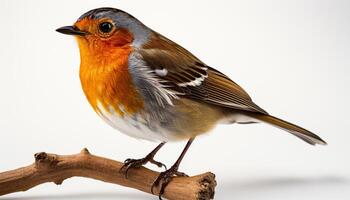 ai generato carino fringuello perching su ramo, cantando nel inverno la tranquillità generato di ai foto