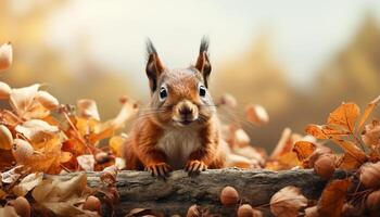 ai generato carino piccolo mammifero seduta su albero, mangiare foglia all'aperto generato di ai foto