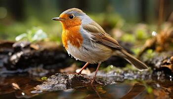 ai generato un' carino giallo uccello perching su un' ramo nel natura generato di ai foto