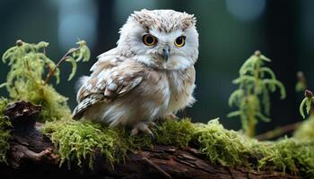 ai generato uccello di preda perching su ramo, guardare a telecamera, maestoso generato di ai foto