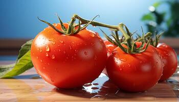 ai generato freschezza di biologico pomodoro, un' salutare vegetariano buongustaio merenda generato di ai foto