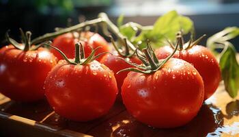 ai generato fresco pomodoro, salutare verdura, biologico cibo, maturo e bagnato generato di ai foto