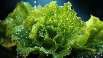 ai generato fresco verde foglia, natura salutare buongustaio, biologico vegetariano insalata generato di ai foto