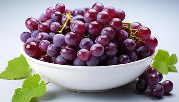 ai generato fresco, maturo uva frutta nel un' ciotola, natura salutare merenda generato di ai foto